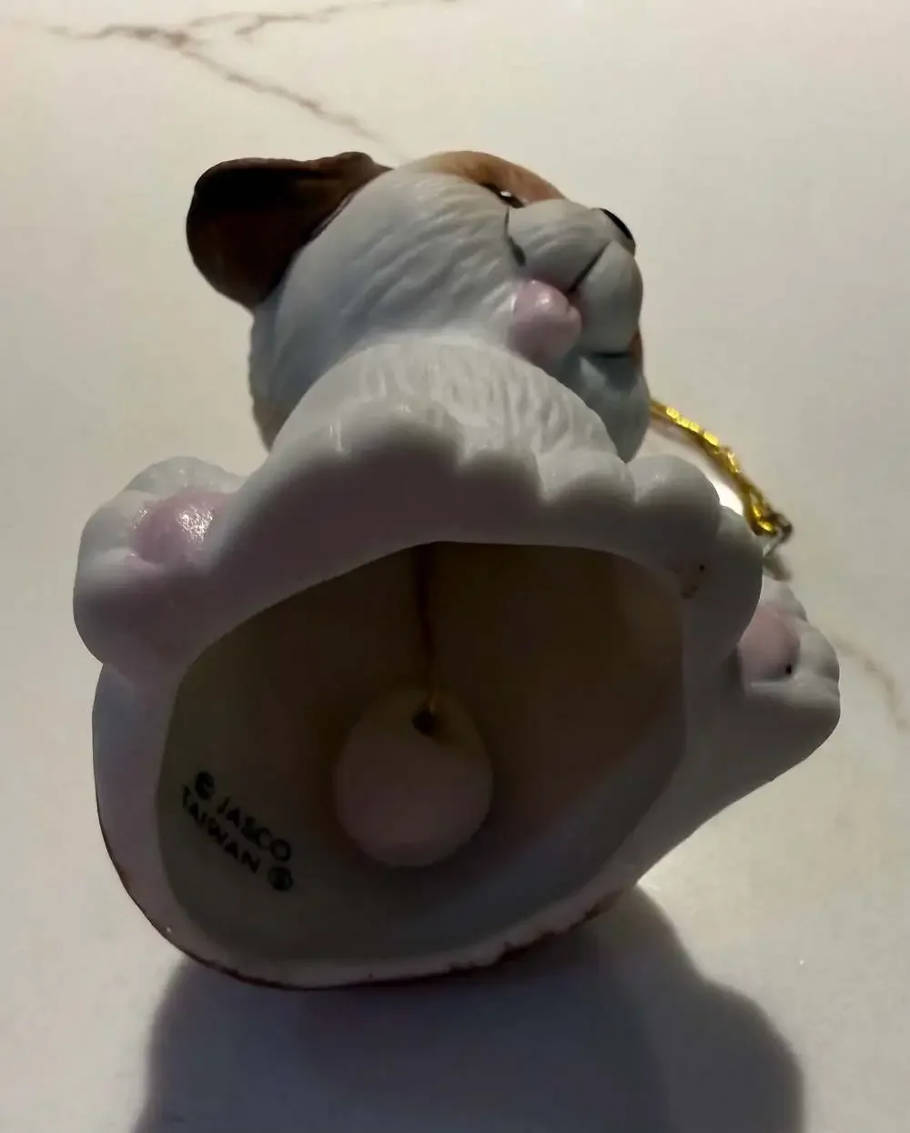 Vintage Jasco L'il Chimers Bisque Porcelain Puppy Dog Bell Christmas Ornament